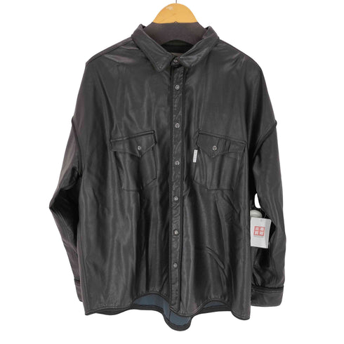 LEBEIRO コーティングレザーパイピングシャツ メンズ import:M