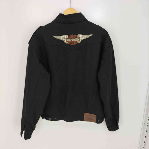 ハーレーダビッドソン HARLEY-DAVIDSON 90-00s BIKER BLUES カナダ製 裏地キルティング 背面ロゴ刺繍 スナップボタン デニムトラッカージャケット メンズ import:S