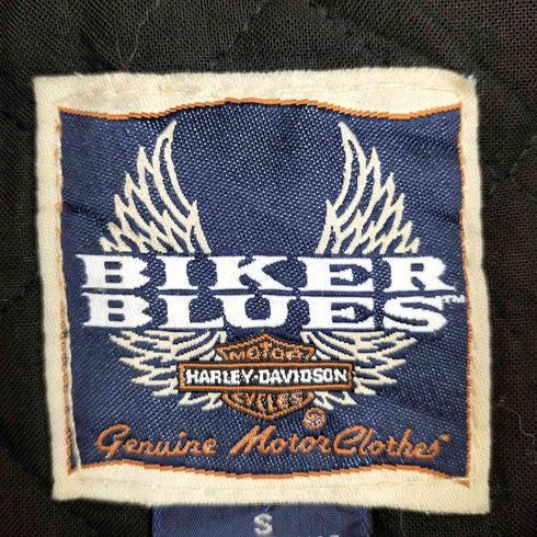 ハーレーダビッドソン HARLEY-DAVIDSON 90-00s BIKER BLUES カナダ製 裏地キルティング 背面ロゴ刺繍 スナップボタン デニムトラッカージャケット メンズ import:S