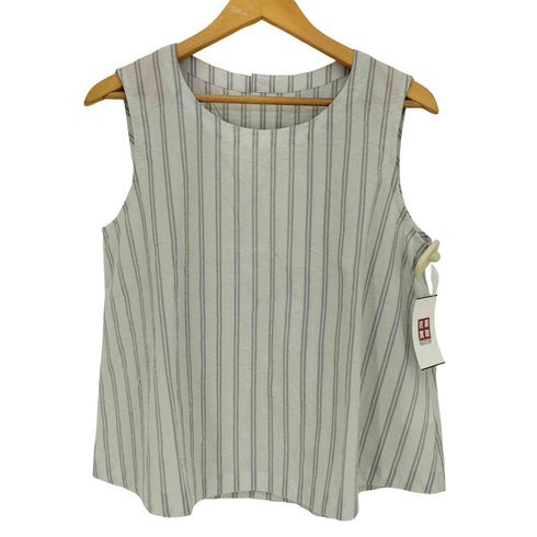 コットンハウスアヤ Cotton House Aya ストライプ コットン ノースリーブ ブラウス レディース JPN:M