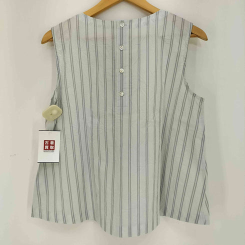 コットンハウスアヤ Cotton House Aya ストライプ コットン ノースリーブ ブラウス レディース JPN:M