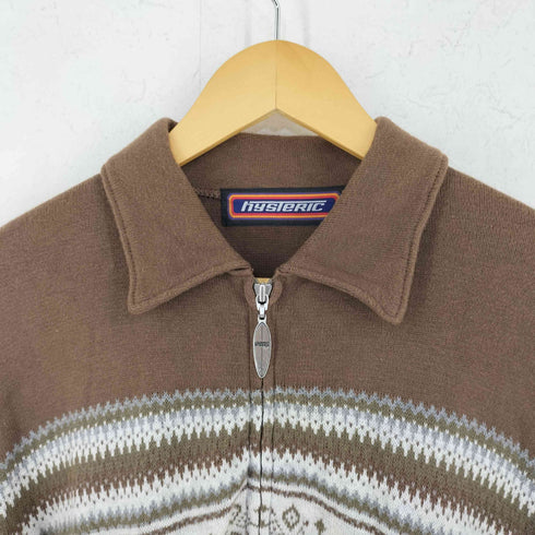 ヒステリックグラマー HYSTERIC GLAMOUR 幾何学模様 ジップアップコットンニット メンズ FREE