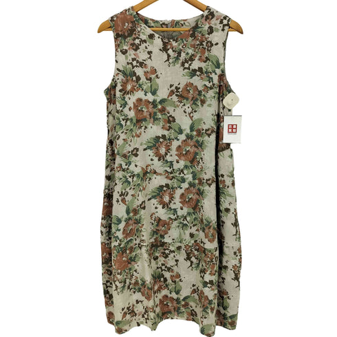 コットンハウスアヤ Cotton House Aya リネン フラワープリント ノースリーブ ワンピース レディース JPN:M