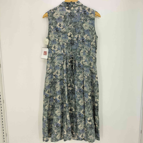コットンハウスアヤ Cotton House Aya リネン ハーフボタン フラワープリント バックリボン 丸襟 ノースリーブ シャツ ワンピ-ス レディース JPN:M