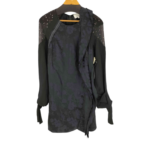 スリーワンフィリップリム 3.1 phillip lim シアー切替 アシンメトリー 花柄ワンピース レディース 0
