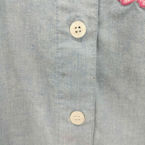 SEPARATE ISSUES Women ぶた ピクニック ワッペン オーバーサイズ 半袖 シャンブレーシャツ レディース