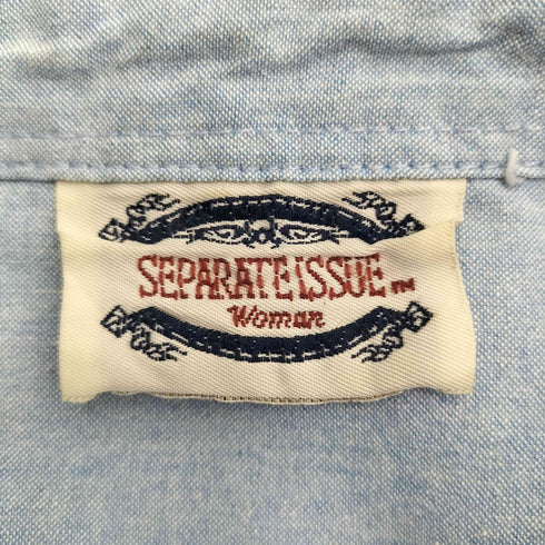 SEPARATE ISSUES Women ぶた ピクニック ワッペン オーバーサイズ 半袖 シャンブレーシャツ レディース