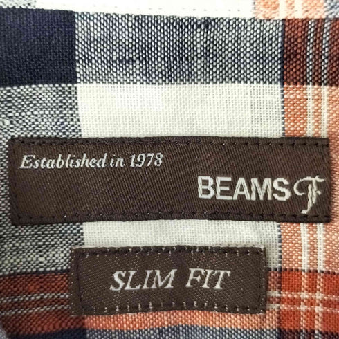 ビームスエフ BEAMS F SLIM FIT リネン チェック シャツ メンズ JPN:M
