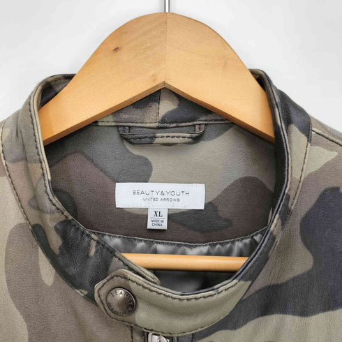 ビューティーアンドユースユナイテッドアローズ BEAUTY & YOUTH UNITED ARROWS BY シープレザー カモ ライダースジャケット メンズ JPN:XL
