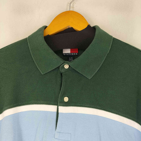 トミーヒルフィガー TOMMY HILFIGER 90S コットン ロゴ刺繍 マルチカラー ポロシャツ メンズ import:XL