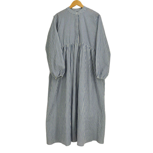 LA GENNE ストライプ L/S バンドカラーワンピース レディース