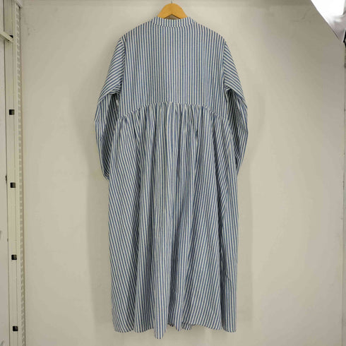 LA GENNE ストライプ L/S バンドカラーワンピース レディース
