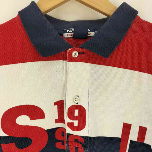 ノーティカコンプレッション NAUTICA COMPETITION 90S USA製 ボーダー 鹿の子 オーバーサイズ ポロシャツ メンズ import:XL