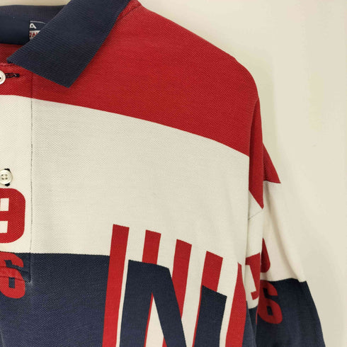 ノーティカコンプレッション NAUTICA COMPETITION 90S USA製 ボーダー 鹿の子 オーバーサイズ ポロシャツ メンズ import:XL