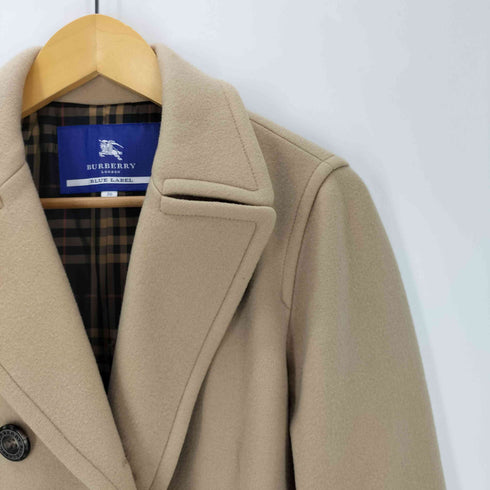 バーバリーブルーレーベル BURBERRY BLUE LABEL 裏地チェック Pコート レディース EUR:38