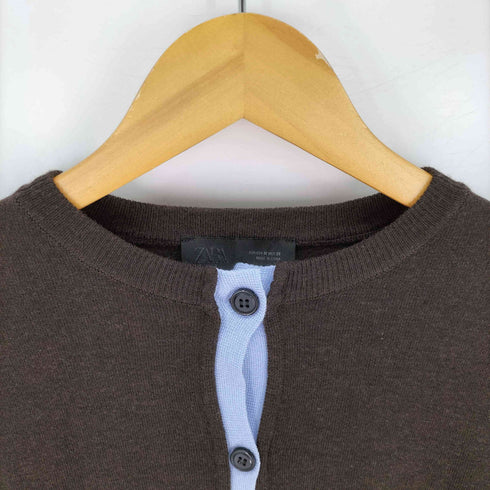 ザラ ZARA コントラストニットカーディガン レディース import:M