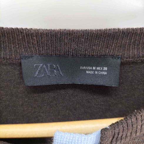 ザラ ZARA コントラストニットカーディガン レディース import:M