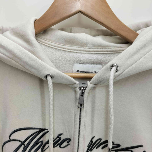 アバクロンビーアンドフィッチ Abercrombie & Fitch 刺繍 ロゴ ジップアップ パーカー メンズ S