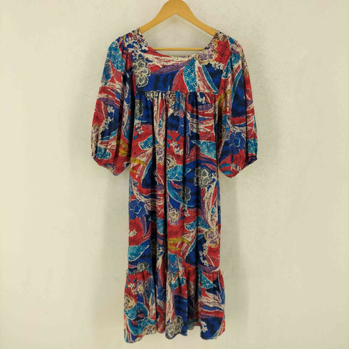 California Dynasty 80s USA製 花柄 コットンポリ ワンピース レディース M