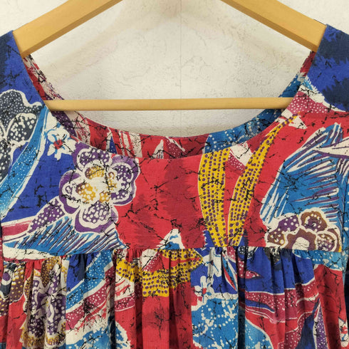 California Dynasty 80s USA製 花柄 コットンポリ ワンピース レディース M