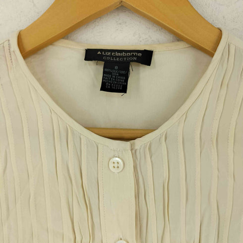 リズクレイボーン LIZ Claiborne シルク100 バンドカラー シャツ レディース 8