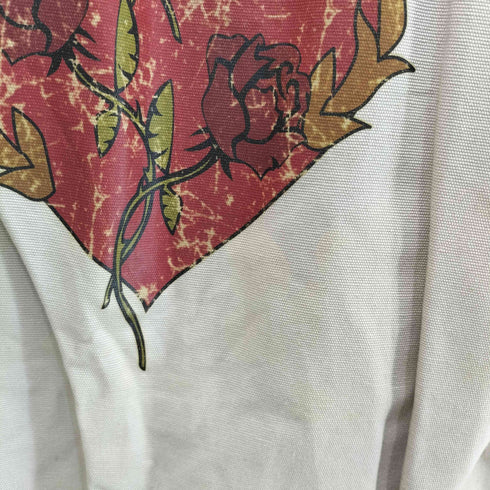 ハードロックカフェ Hard Rock Cafe 90s レザー ジャケット 裏地薔薇 ユーズド加工 アタリ 刺繍ロゴ ギミック メンズ import:L