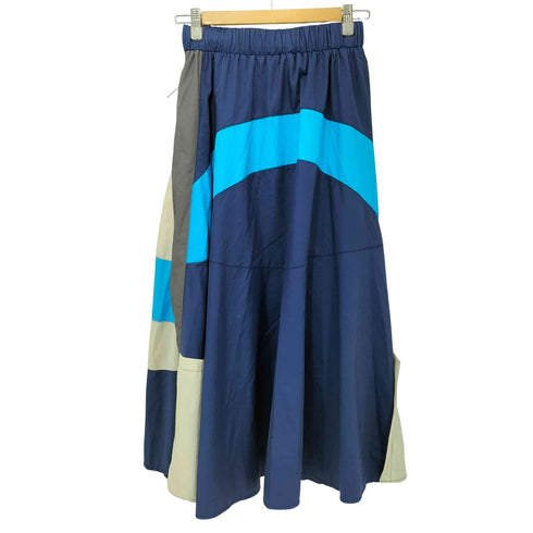 MICALLE MICALLE 配色 パネル ナイロン フレア スカート レディース