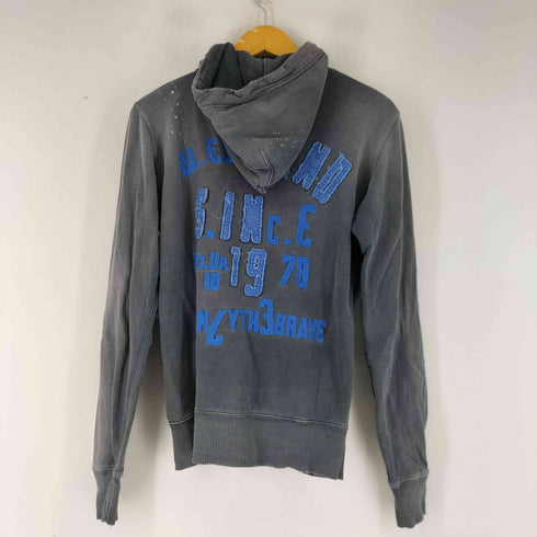 ディーゼル DIESEL ロゴ刺繍 ワッペン ヴィンテージ加工 ジップアップパーカー メンズ