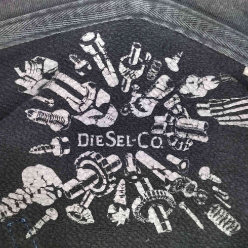 ディーゼル DIESEL ロゴ刺繍 ワッペン ヴィンテージ加工 ジップアップパーカー メンズ