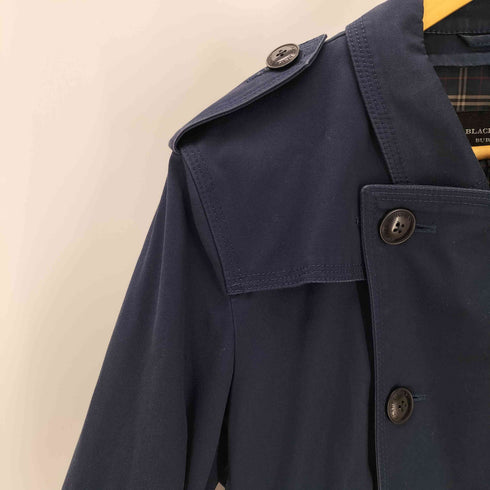 バーバリーブラックレーベル BURBERRY BLACK LABEL 裏地ノバチェック エポレット ガンフラップ付き ダブル バルマカーン ステンカラー コート メンズ import:M