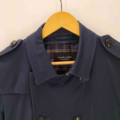 バーバリーブラックレーベル BURBERRY BLACK LABEL 裏地ノバチェック エポレット ガンフラップ付き ダブル バルマカーン ステンカラー コート メンズ import:M