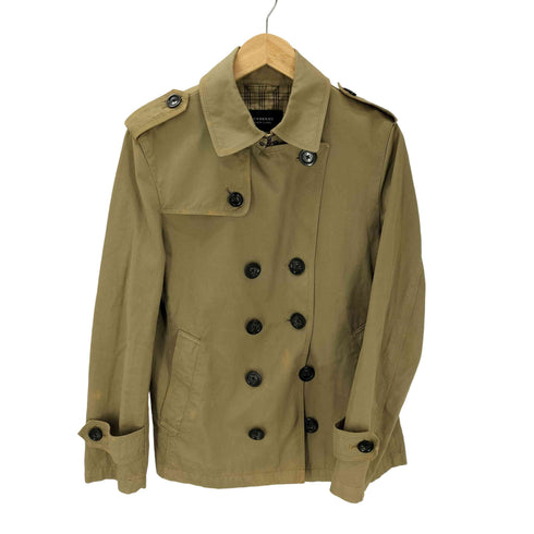 バーバリーブラックレーベル BURBERRY BLACK LABEL 裏地ノバチェック エポレット ガンフラップ付き ダブル バルマカーン ステンカラー コート メンズ import:M