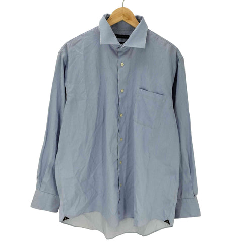 HUDON 90-00S OLD 80S TWO PLY L/S ストライプ ワイドカラー ボブリン ドレス シャツ メンズ 34