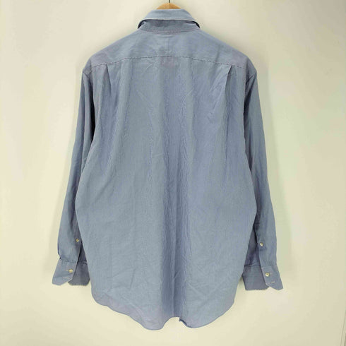 HUDON 90-00S OLD 80S TWO PLY L/S ストライプ ワイドカラー ボブリン ドレス シャツ メンズ 34