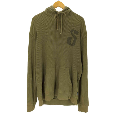 ステューシー Stussy AUTHENTIC 90-00S 黒タグ OLD Sロゴ ワッフル サーマル フーディー パーカー メンズ import:L