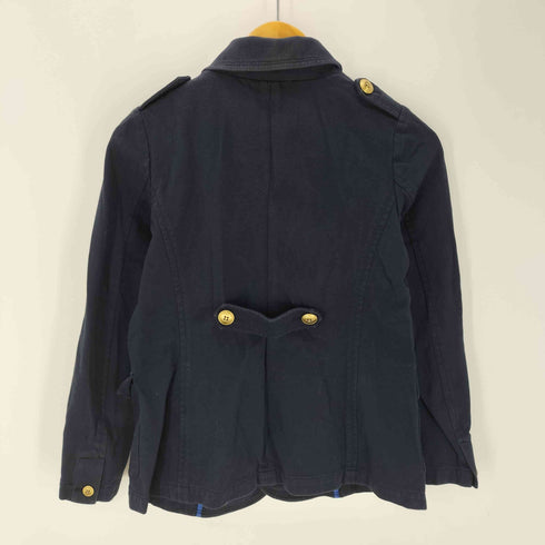 バーバリーブルーレーベル BURBERRY BLUE LABEL 裏地ボーダー 紺ブレ ブレザー ダブル テーラード ジャケット エポレット 金ボタン レディース 36