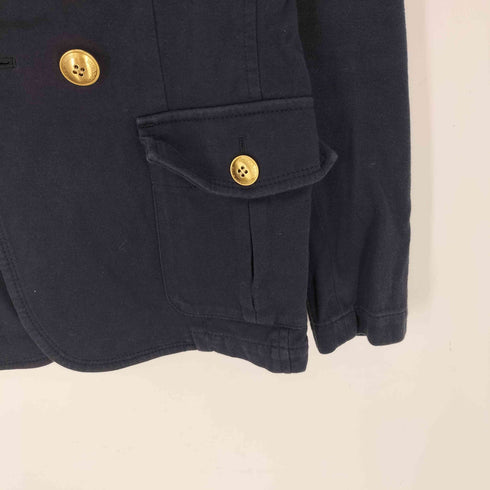 バーバリーブルーレーベル BURBERRY BLUE LABEL 裏地ボーダー 紺ブレ ブレザー ダブル テーラード ジャケット エポレット 金ボタン レディース 36
