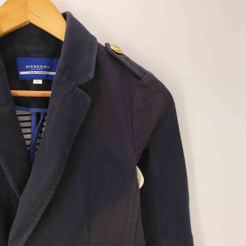 バーバリーブルーレーベル BURBERRY BLUE LABEL 裏地ボーダー 紺ブレ ブレザー ダブル テーラード ジャケット エポレット 金ボタン レディース 36