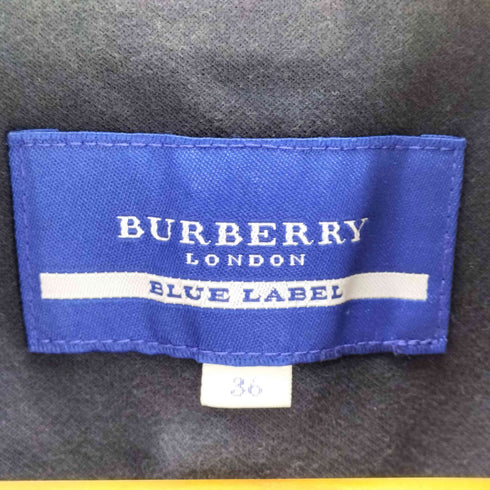 バーバリーブルーレーベル BURBERRY BLUE LABEL 裏地ボーダー 紺ブレ ブレザー ダブル テーラード ジャケット エポレット 金ボタン レディース 36