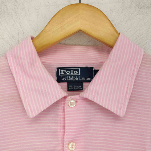 ポロバイラルフローレン Polo by RALPH LAUREN ポニー刺繍 コットンボーダーポロシャツ メンズ import:L