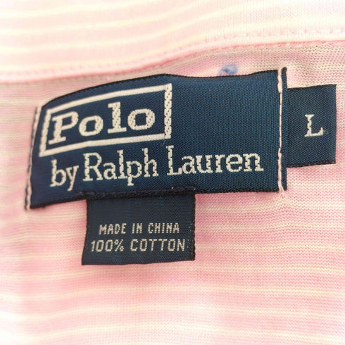 ポロバイラルフローレン Polo by RALPH LAUREN ポニー刺繍 コットンボーダーポロシャツ メンズ import:L