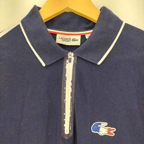 ラコステスポーツ LACOSTE SPORT ロゴワッペン刺繍 鹿の子 サイドテープ ハーフジップ S/S ポロシャツ メンズ import:XS
