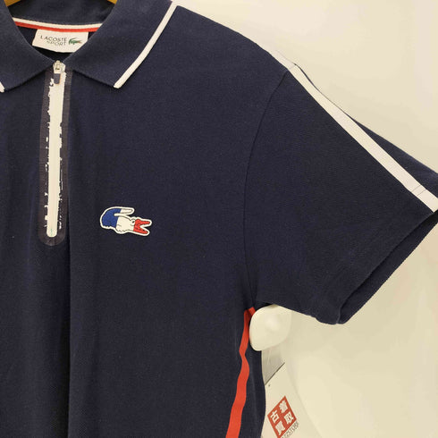 ラコステスポーツ LACOSTE SPORT ロゴワッペン刺繍 鹿の子 サイドテープ ハーフジップ S/S ポロシャツ メンズ import:XS