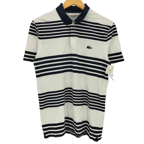 ラコステ LACOSTE SLIM FIT ロゴワッペン刺繍 ボーダー 鹿の子 S/S ポロシャツ メンズ import:S