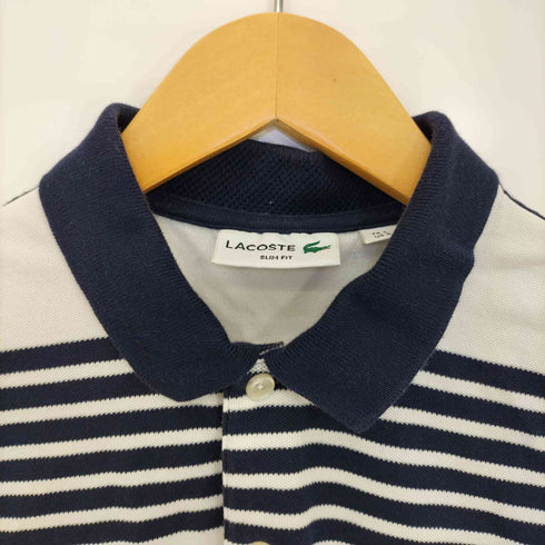 ラコステ LACOSTE SLIM FIT ロゴワッペン刺繍 ボーダー 鹿の子 S/S ポロシャツ メンズ import:S