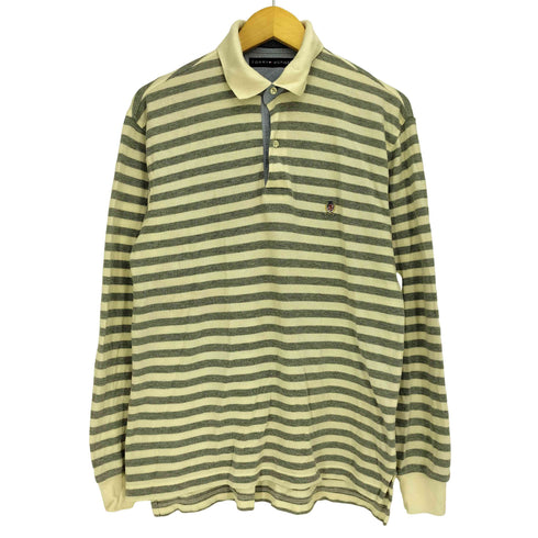 トミーヒルフィガー TOMMY HILFIGER 90-00S エンブレムロゴ刺繍 鹿の子 ボーダー L/S ポロシャツ メンズ import:S