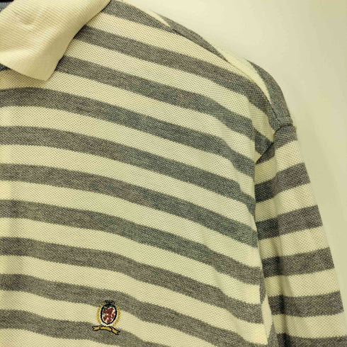 トミーヒルフィガー TOMMY HILFIGER 90-00S エンブレムロゴ刺繍 鹿の子 ボーダー L/S ポロシャツ メンズ import:S