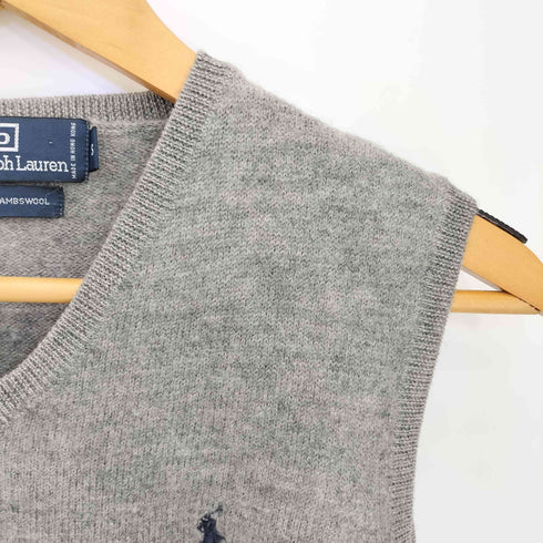 ポロバイラルフローレン Polo by RALPH LAUREN 90s~00s ポニー刺繍 ウール Vネック ニットベスト メンズ import:S