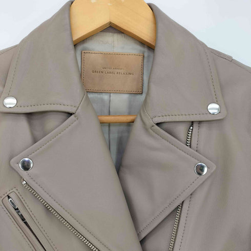 ユナイテッドアローズグリーンレーベルリラクシング UNITED ARROWS green label relaxing FM SHEEPレザー ライダースジャケット レディース JPN:38