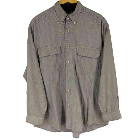 エディーバウアー Eddie Bauer 90S 白タグ L/S BD フラップポケット 千鳥格子 シャツ メンズ JPN:M